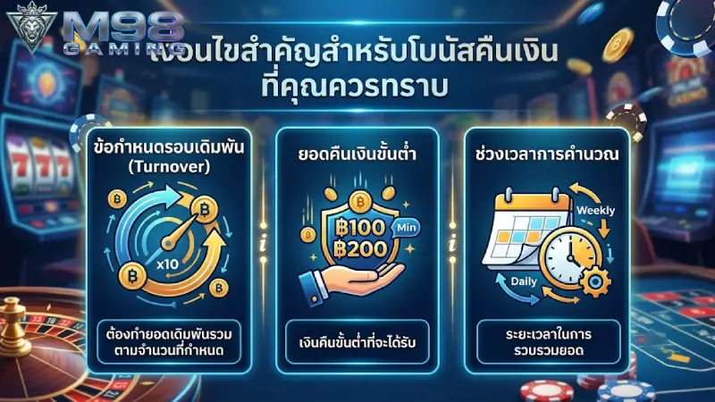 เงื่อนไขสำคัญที่สมาชิกควรรู้เกี่ยวกับโบนัสคืนเงิน